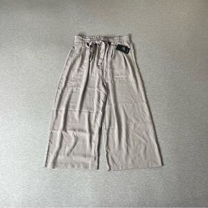 Adrianna Papell Women's Beige Paper Bag Waist Tie Wide Leg Pants